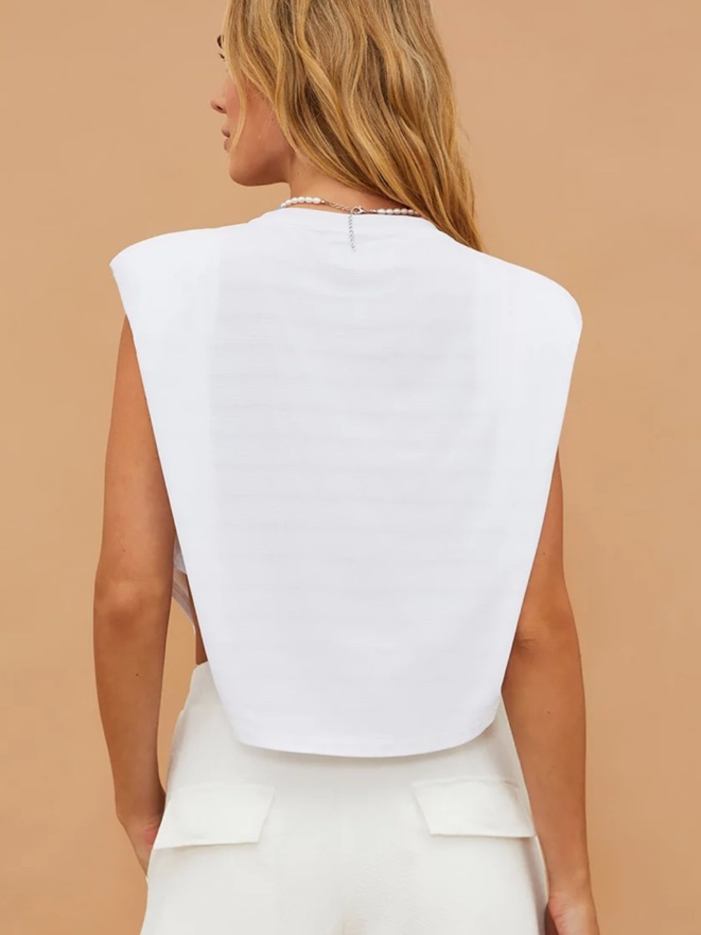 Beach Riot White Padded-Shoulder Cropped Tank - Picture 3 of 6